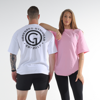 UNISEX OVERSIZED TEE - WHITE Obsessed Gymwear