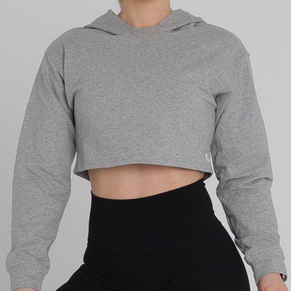 Gray crop sale top hoodie