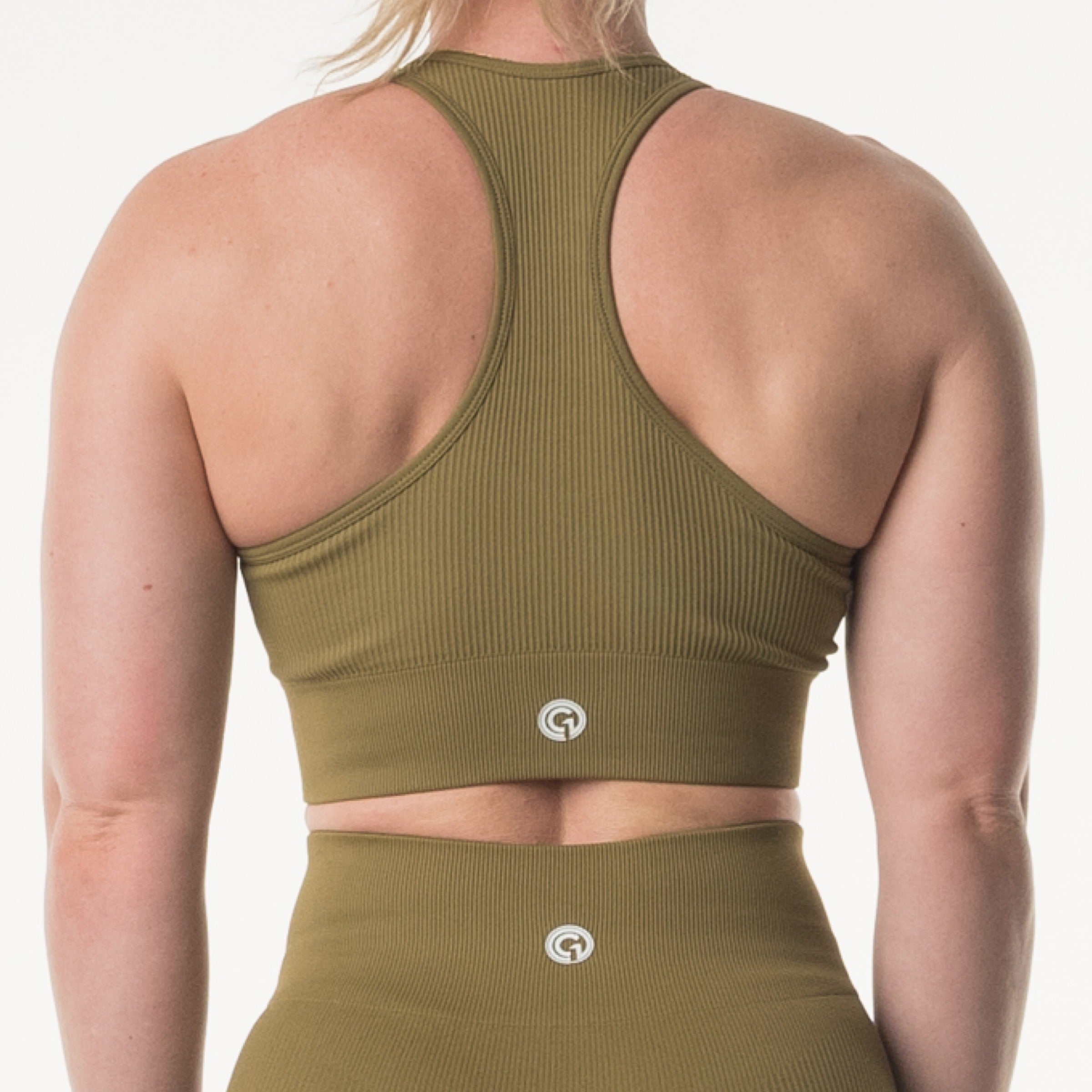 SIA RIBBED SEAMLESS CROP - OLIVE
