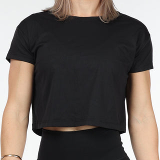 SERENA OVERSIZED CROPPED TEE - BLACK Obsessed Gymwear