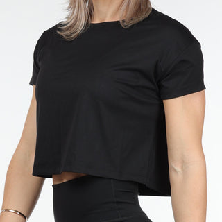 SERENA OVERSIZED CROPPED TEE - BLACK Obsessed Gymwear