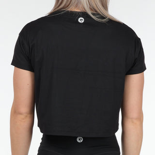 SERENA OVERSIZED CROPPED TEE - BLACK Obsessed Gymwear