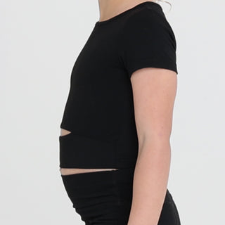 SIENNA SHORT SLEEVE CROP TOP (JUNIOR) - BLACK Obsessed Gymwear
