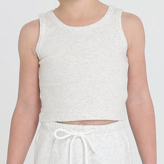 CROPPED TANK (JUNIOR) - WHITE MARL