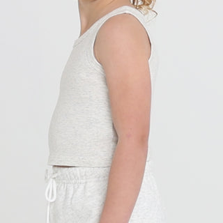 CROPPED TANK (JUNIOR) - WHITE MARL