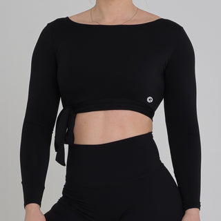 ISOBEL LONG SLEEVE WRAP AROUND - BLACK