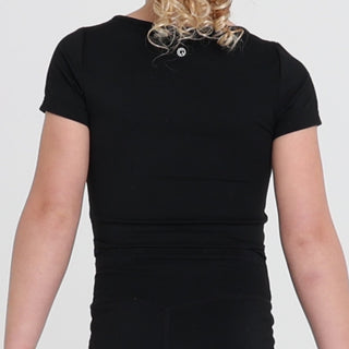 SIENNA SHORT SLEEVE CROP TOP (JUNIOR) - BLACK Obsessed Gymwear