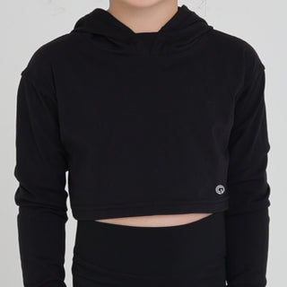 HARLEY CROPPED HOODIE (JUNIOR) - BLACK Obsessed Gymwear