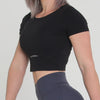 SIENNA SHORT SLEEVE CROP TOP - BLACK