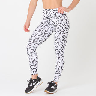 FULL LENGTH SCRUNCH BUM - WHITE LEOPARD Obsessed Gymwear