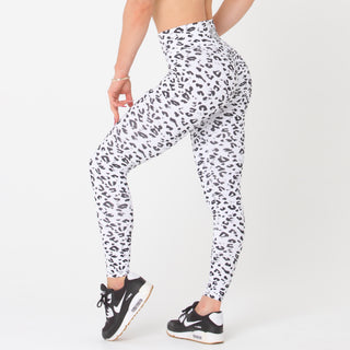 FULL LENGTH SCRUNCH BUM - WHITE LEOPARD Obsessed Gymwear