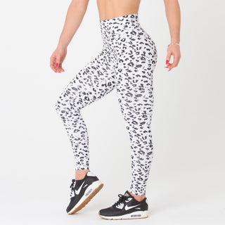 FULL LENGTH SCRUNCH BUM - WHITE LEOPARD Obsessed Gymwear